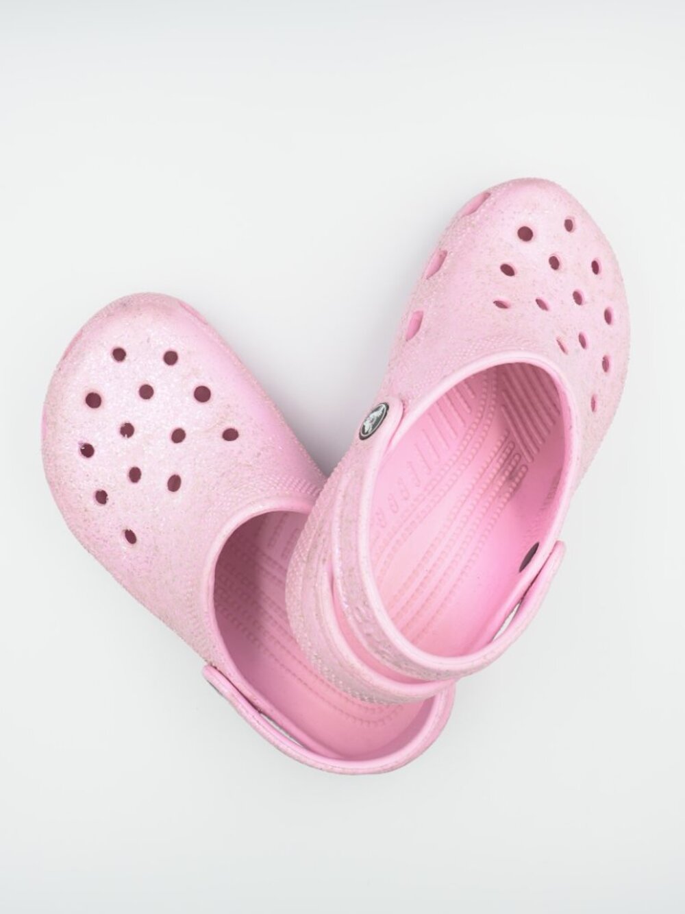 Crocs Classic Glitter Clogs Girls Kids J1 Pink Sparkle Slip-On Shoes